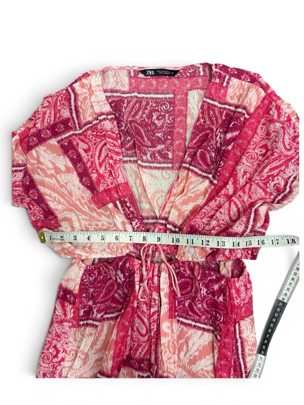 NEW~ Zara Pink Patchwork V-Neck Maxi Dress  size Medium - Picture 12 of 16